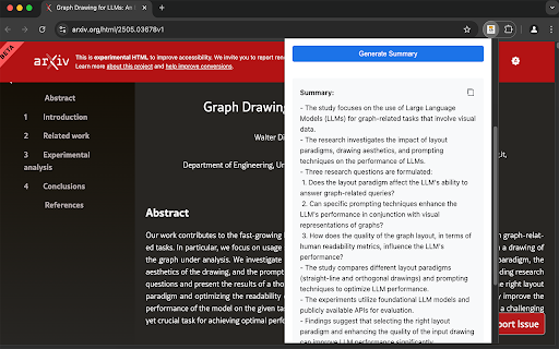 TL;DR Page Summarizer  from Chrome web store to be run with OffiDocs Chromium online