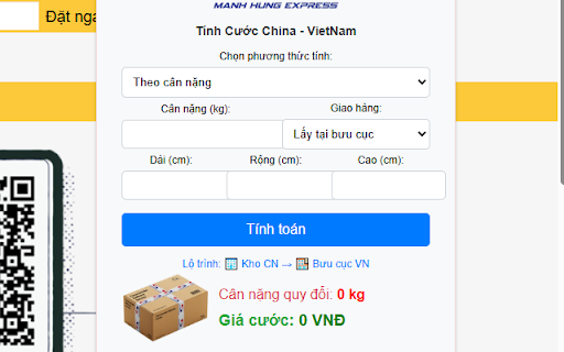 Tính Cước Vận Chuyển/CPN China VietNam  from Chrome web store to be run with OffiDocs Chromium online