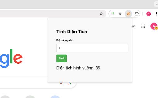 Tính diện tích hình vuông go88  from Chrome web store to be run with OffiDocs Chromium online