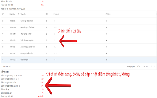 Tính điểm môn học  from Chrome web store to be run with OffiDocs Chromium online