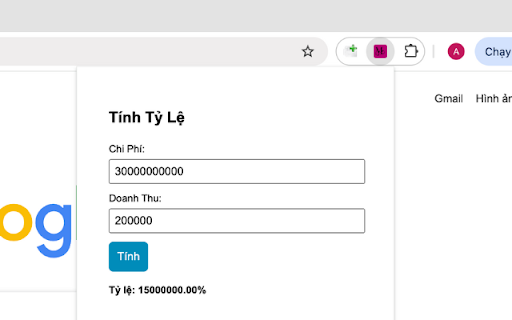 Tính Tỷ Lệ Chi Phí Doanh Thu  from Chrome web store to be run with OffiDocs Chromium online
