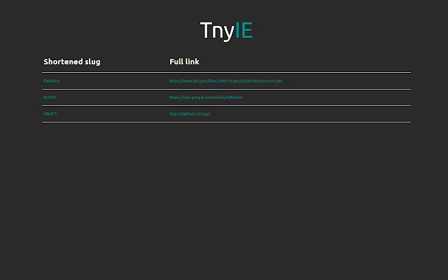 TnyIE URL Shortener  from Chrome web store to be run with OffiDocs Chromium online