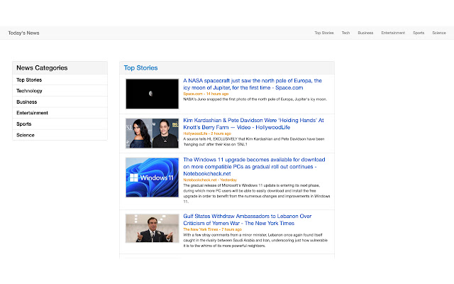 Todays News  from Chrome web store to be run with OffiDocs Chromium online