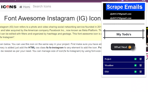 ToDo/EmScrape  from Chrome web store to be run with OffiDocs Chromium online
