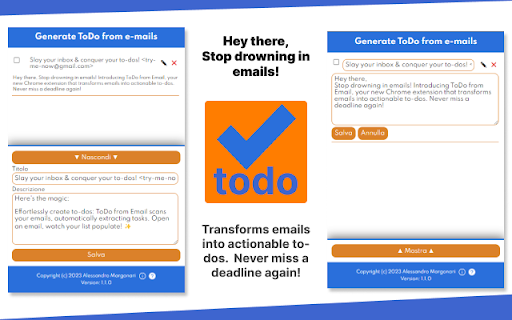 ToDo from Email  from Chrome web store to be run with OffiDocs Chromium online