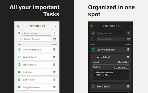 TODOHUB  from Chrome web store to be run with OffiDocs Chromium online