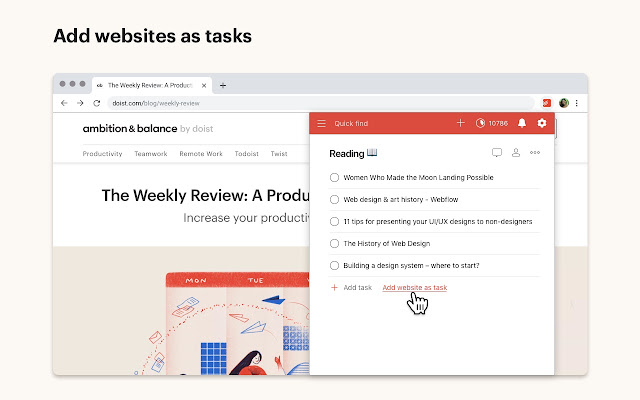 Todoist for Chrome  from Chrome web store to be run with OffiDocs Chromium online