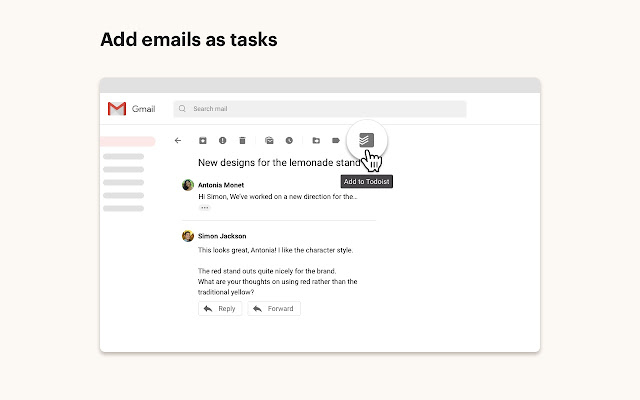 Todoist for Gmail  from Chrome web store to be run with OffiDocs Chromium online