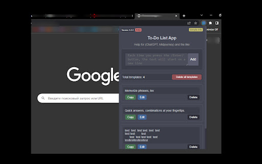 ToDo List App  from Chrome web store to be run with OffiDocs Chromium online