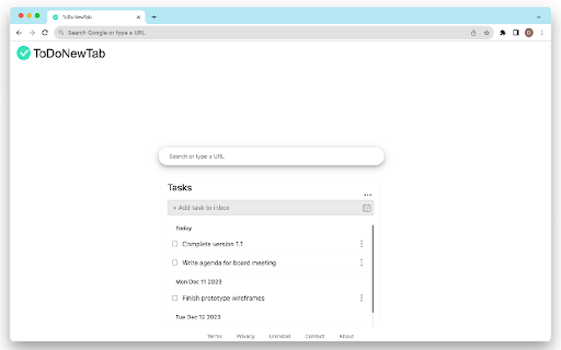ToDoNewTab  from Chrome web store to be run with OffiDocs Chromium online