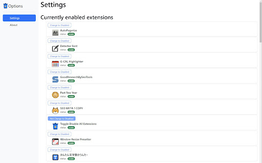 Toggle Disable All Extensions  from Chrome web store to be run with OffiDocs Chromium online