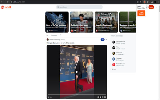 Toggle Reddit Sidebar  from Chrome web store to be run with OffiDocs Chromium online