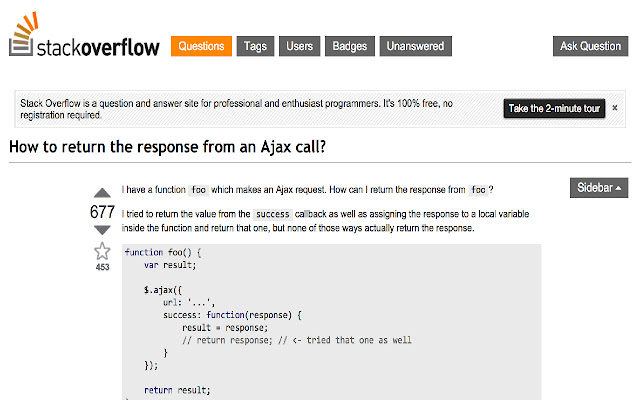 Toggle Stackoverflow sidebar  from Chrome web store to be run with OffiDocs Chromium online