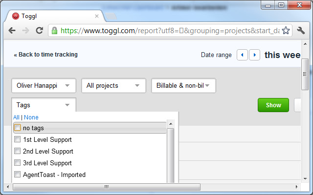 Toggl Productivity Pack  from Chrome web store to be run with OffiDocs Chromium online
