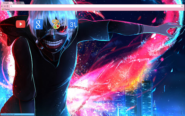 Тема Tokyo Ghoul Colorful Kaneki 1280x720 из интернет-магазина Chrome для запуска с OffiDocs Chromium онлайн