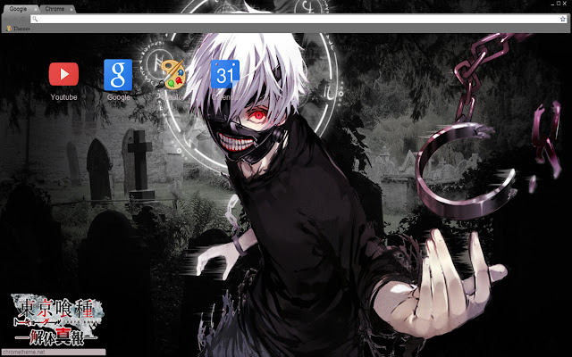 Tokyo Ghoul Kaneki theme 1366x768  from Chrome web store to be run with OffiDocs Chromium online