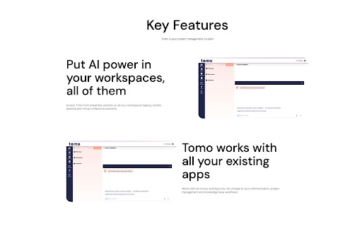Tomo AI A revolution in AI Project Management  from Chrome web store to be run with OffiDocs Chromium online