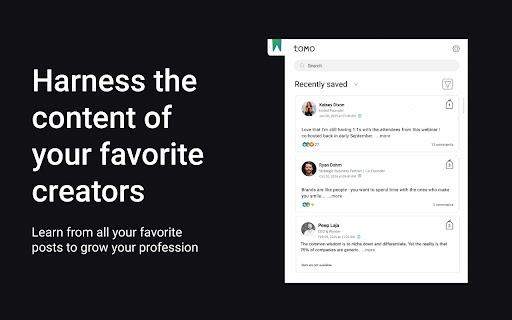 Tomo Organize Saved LinkedIn® Posts  from Chrome web store to be run with OffiDocs Chromium online