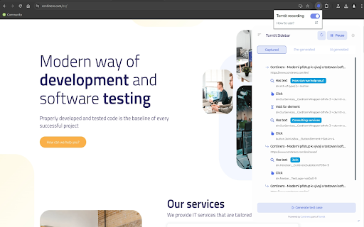 Tomtit recording BETA  from Chrome web store to be run with OffiDocs Chromium online