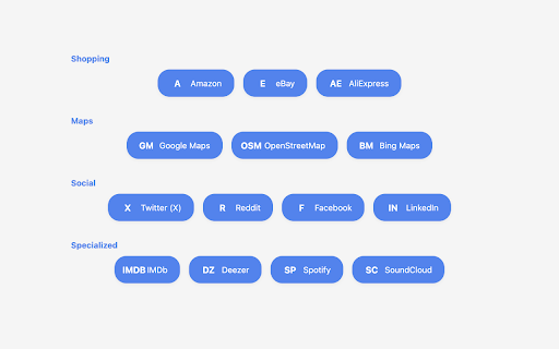 Tooggle – Multi Search Engine  from Chrome web store to be run with OffiDocs Chromium online