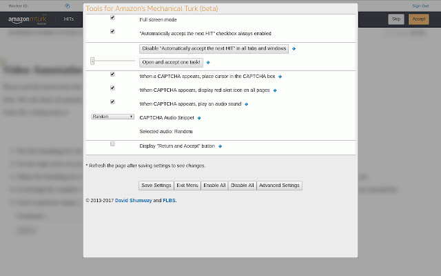 Tools for Amazons Mechanical Turk  from Chrome web store to be run with OffiDocs Chromium online