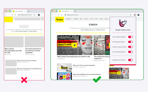 TooSlow? Load Websites Faster  from Chrome web store to be run with OffiDocs Chromium online