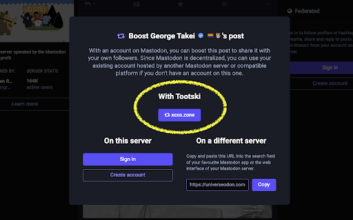 Tootski  from Chrome web store to be run with OffiDocs Chromium online