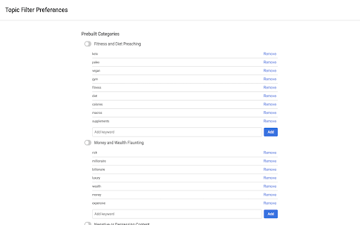 Topic Filter  from Chrome web store to be run with OffiDocs Chromium online
