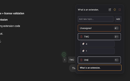 Topic Manager  from Chrome web store to be run with OffiDocs Chromium online