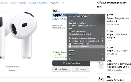 Toppreise.ch Search  from Chrome web store to be run with OffiDocs Chromium online