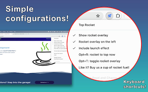 Top Rocket: back to top and reading progress on every web page!  from Chrome web store to be run with OffiDocs Chromium online