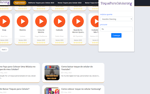Toques para celular  from Chrome web store to be run with OffiDocs Chromium online