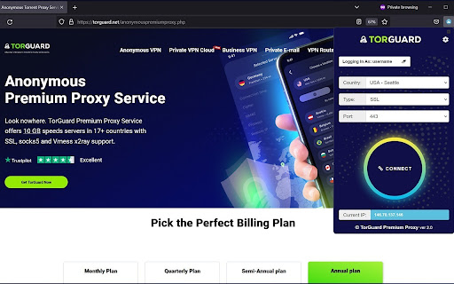 TorGuard Premium Proxy Extension  from Chrome web store to be run with OffiDocs Chromium online