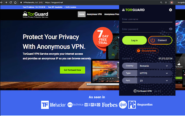 TorGuard VPN Extension  from Chrome web store to be run with OffiDocs Chromium online