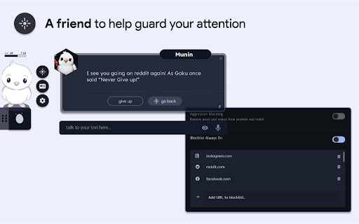 Tori: AI Companions for Work  Life  from Chrome web store to be run with OffiDocs Chromium online