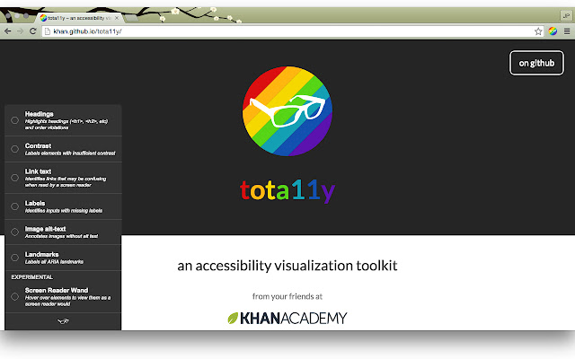 tota11y for Chrome  from Chrome web store to be run with OffiDocs Chromium online