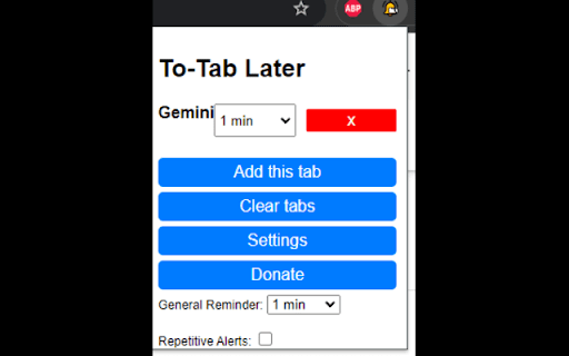 To Tab Later  from Chrome web store to be run with OffiDocs Chromium online