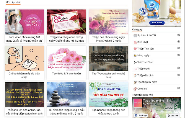 Tạo thiệp Online Thiepmung.com  from Chrome web store to be run with OffiDocs Chromium online