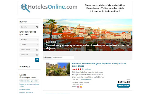 Tours y actividades turisticas  from Chrome web store to be run with OffiDocs Chromium online