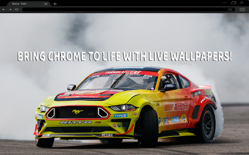 Toyota GT Mustang: The Dance of Smoke and Speed Live Wallpaper  from Chrome web store to be run with OffiDocs Chromium online