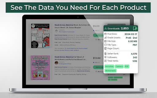 TPT Analytics: Teachers Pay Teatchers Market Research  from Chrome web store to be run with OffiDocs Chromium online