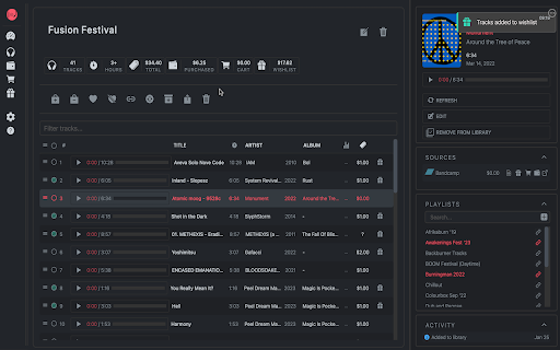 TrackDen  from Chrome web store to be run with OffiDocs Chromium online