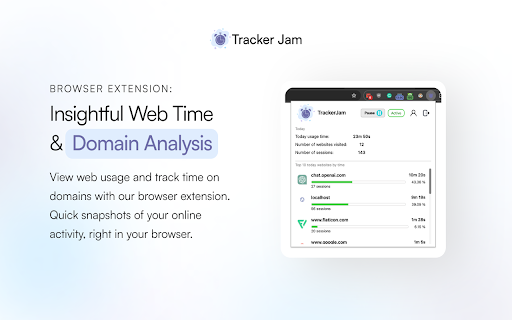 TrackerJam Automatic Time Tracker and Web Analytics  from Chrome web store to be run with OffiDocs Chromium online