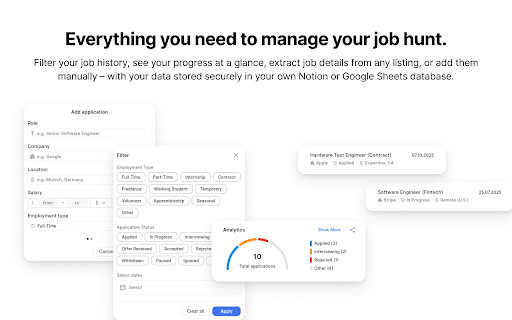 Track – Job Application Tracker  from Chrome web store to be run with OffiDocs Chromium online