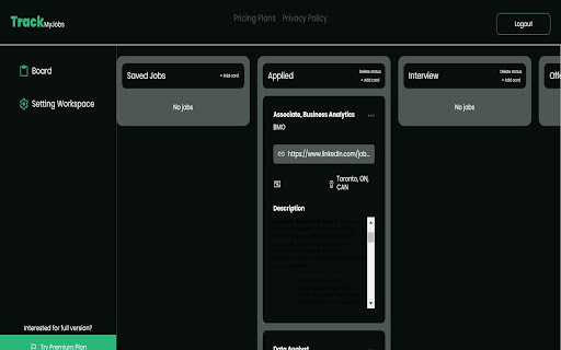 Track My Jobs  from Chrome web store to be run with OffiDocs Chromium online