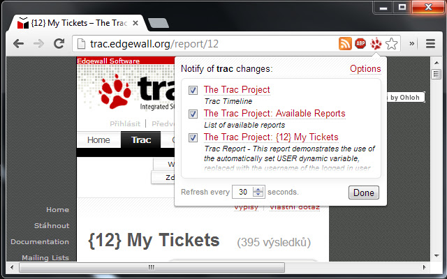 Trac Notifier  from Chrome web store to be run with OffiDocs Chromium online