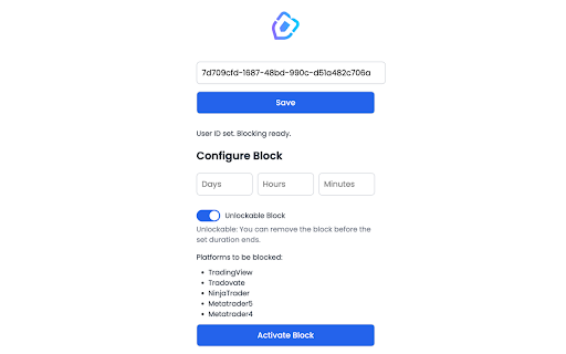 TradeBlocker  from Chrome web store to be run with OffiDocs Chromium online