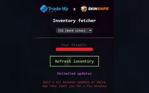 TradeUpSpy  SkinSnipe Inventory Tool  from Chrome web store to be run with OffiDocs Chromium online