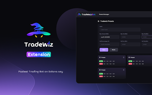 TradeWiz Extension  from Chrome web store to be run with OffiDocs Chromium online