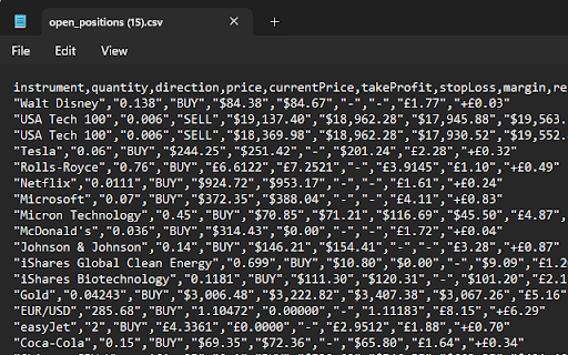 Trading 212 CFD Export Open Positions  from Chrome web store to be run with OffiDocs Chromium online
